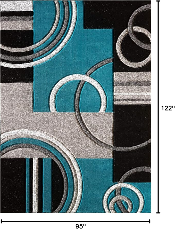 GLORY RUGS Area Rug Modern Soft Hand Carved Contemporary Floor Carpet with Premium Fluffy Texture for Indoor Living Dining Room and Bedroom Area (Turquoise, 8'x10')