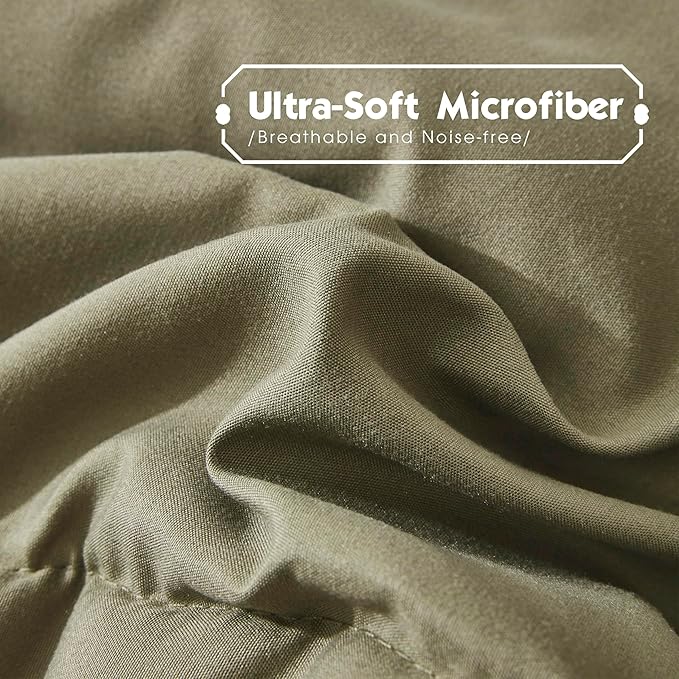 HIG 3pc Dark Olive King Size Comforter Set - All Season Reversible Down Alternative Comforter with Two Shams - Quilted Duvet Insert with Corner Tabs - Box Stitched Blanket - Breathable, Soft, Fluffy