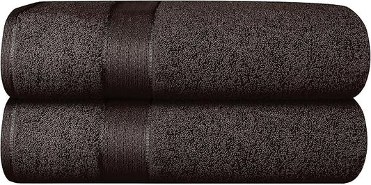 GLAMBURG 700 GSM Premium 2-Pack Oversized Extra Large Bath Sheet Set - 100% Combed Cotton - 2 Bath Sheet 35x70 - Luxury Hotel & Spa Quality - Durable Ultra Soft Highly Absorbent - Chocolate Brown