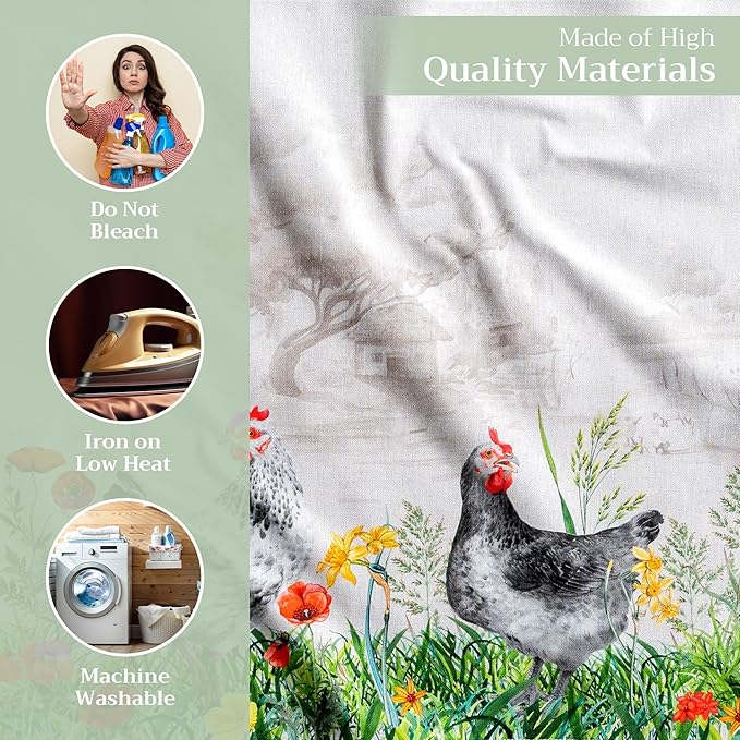 Maison d' Hermine Cloth Napkins Set of 4 100% Cotton Everyday Reusable Square Napkins Cloth Washable, Dinner, Party, Wedding, Restaurant, Spring/Summer (Basse Cour, 20" x 20")