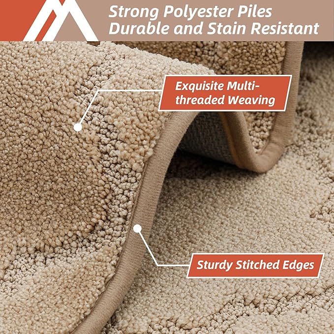 COSY HOMEER Soft Floor Mats for in Front of Sink Super Absorbent Kitchen Rugs 20"x59" Non-Skid Standing Mat Washable,Polyester,Beige