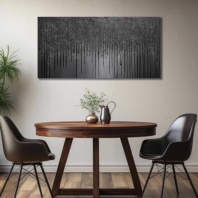 Abstract Painting Wall Art for Bedroom Black Pictures for Living Room Canvas Wall Decor for Office Men Size 24 x 47 Inch