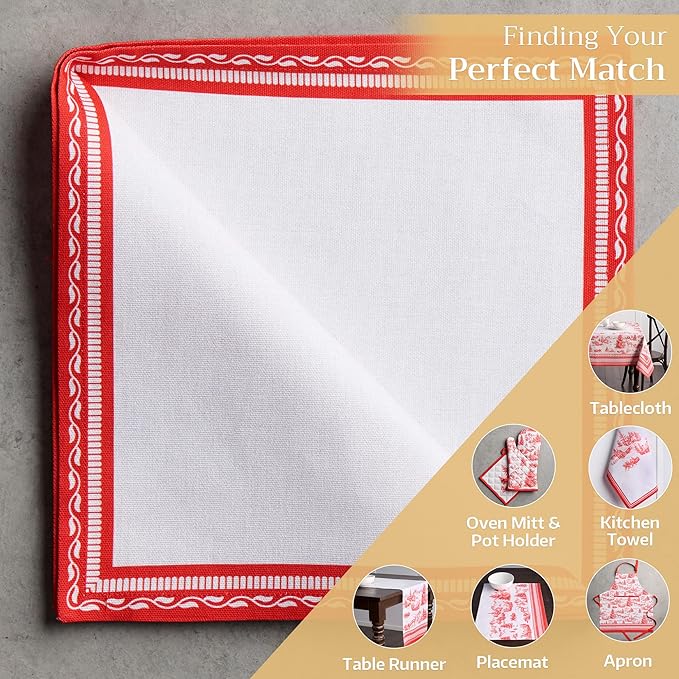 Maison d' Hermine Cloth Napkins Set of 4 100% Cotton Everyday Reusable Square Napkins Cloth Washable, Dinner, Party, Wedding, Restaurant (Winter Jouy, 20" x 20")