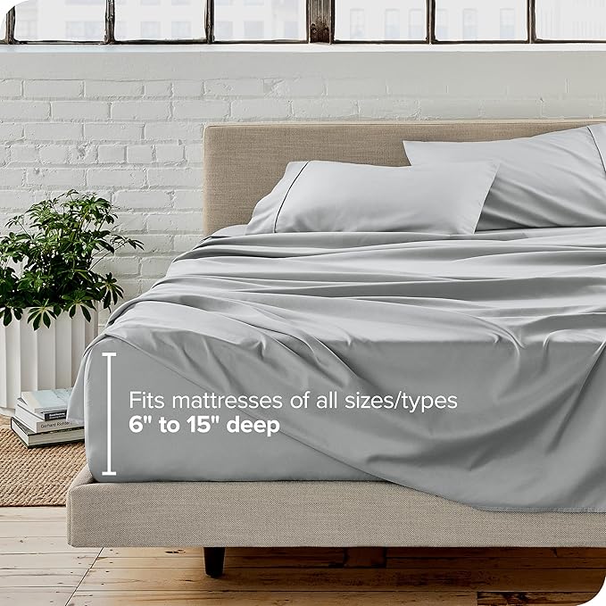 Bare Home Twin Sheet Set - 1800 Ultra-Soft Microfiber Twin Bed Sheets - Double Brushed - Deep Pockets - Easy Fit - 3 Piece Set - Bed Sheets (Twin, French Grey)