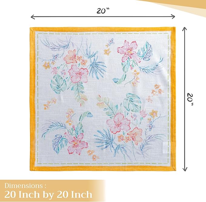 Maison d' Hermine Cloth Napkins Set of 4 100% Cotton Everyday Reusable Square Napkins Cloth Washable, Dinner, Party, Wedding, Restaurant, Spring/Summer (Paradise Island, 20" x 20")