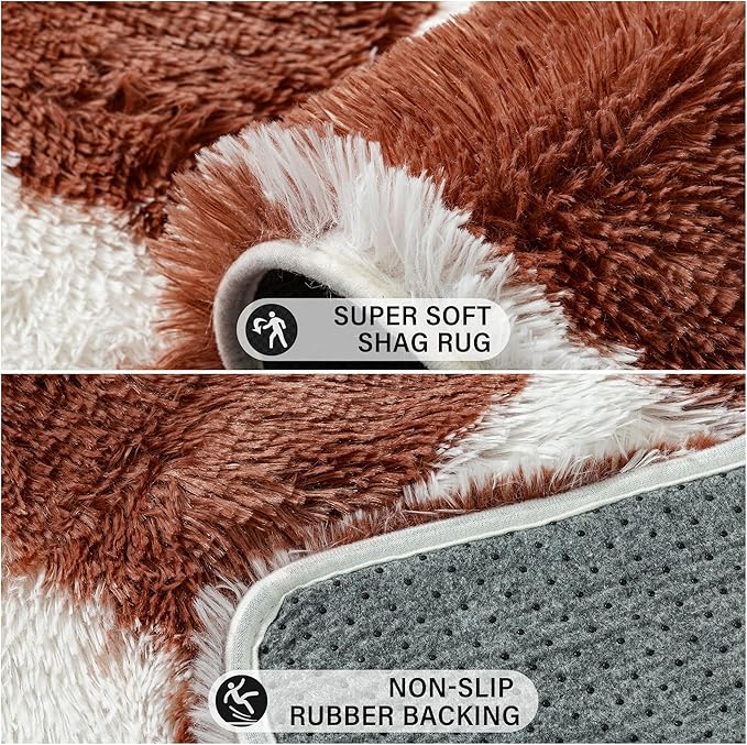 Checkered Area Rug 2x6 for Bedroom, Rose Pink Modern Shag Rug Super Soft Runner Carpet Washable Fluffy Rugs for Living Room Bedside Sofa Home Dorm Decor Aesthetic