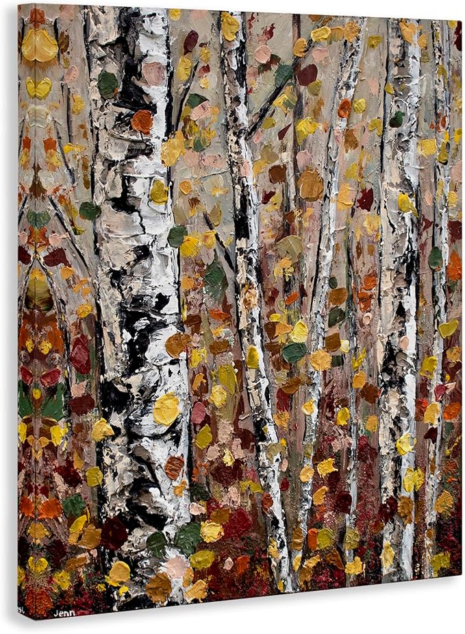 Stupell Industries Autumn Birch Trees Abstract Leaves Canvas Wall Art, Design by Jen Seeley
