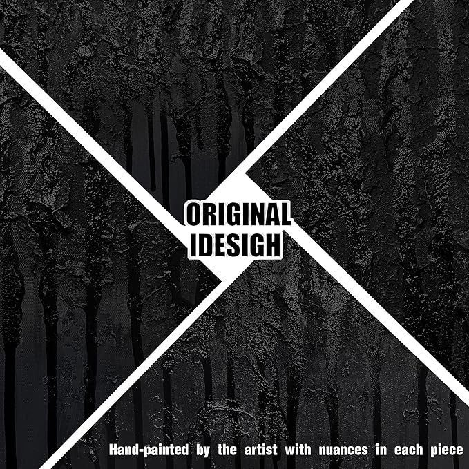 Black Abstract Hand Painted Oil Painting for Bedroom Modern Wall Decor for Office Men Huge Canvas Wall Art for Living Room Large Size 36 x 72 Inch