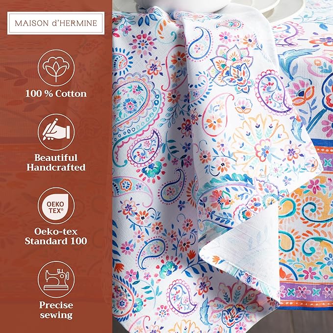 Maison d' Hermine Cloth Napkins Set of 4 100% Cotton Everyday Reusable Square Napkins Cloth Washable, Dinner, Party, Wedding, Restaurant, Spring/Summer (Indian Floral, 20" x 20")