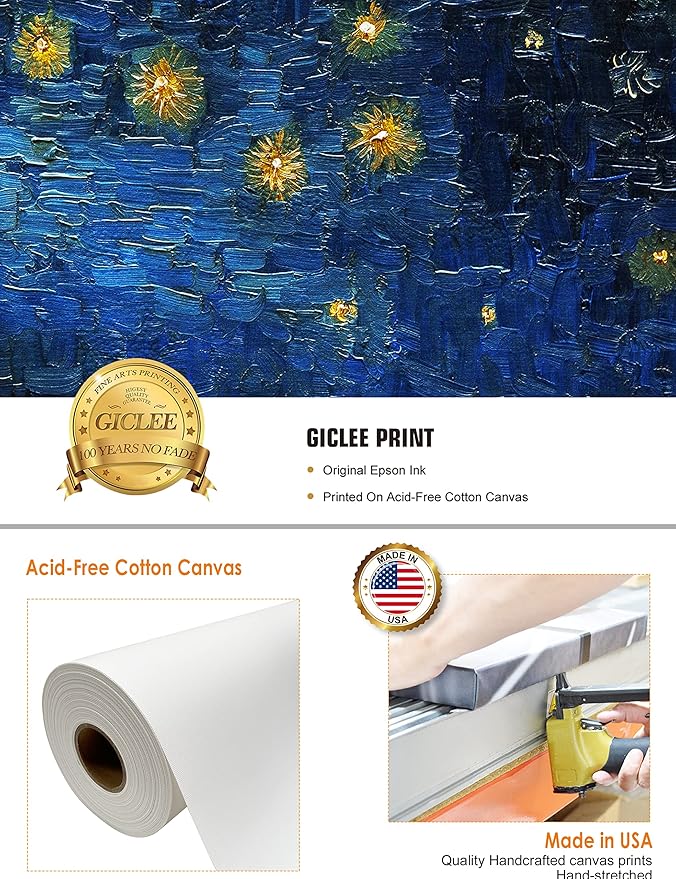 DECORARTS - Starry Night Over The Rhone, Vincent Van Gogh Art Reproduction. Giclee Canvas Prints Wall Art for Home Decor 30x24