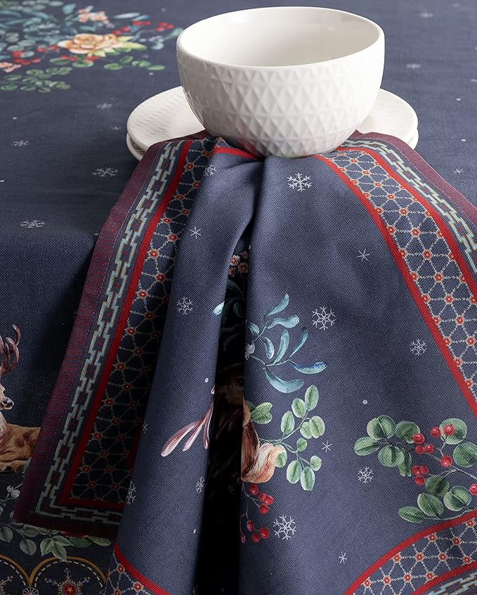 Maison d' Hermine Cloth Napkins Set of 4 100% Cotton Everyday Reusable Square Napkins Cloth Washable, Dinner, Party, Wedding, Restaurant (Christmas Joy, 20" x 20")