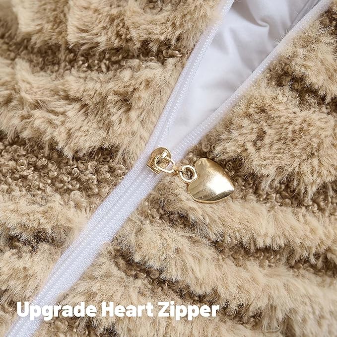 FUTEI Khaki Decorative Throw Pillow Covers 16x16 Inch Set of 2,Soft Faux Fur Geometric Shapes Texture Cushion Case,Boho Home Decor for Couch Bed Living Room