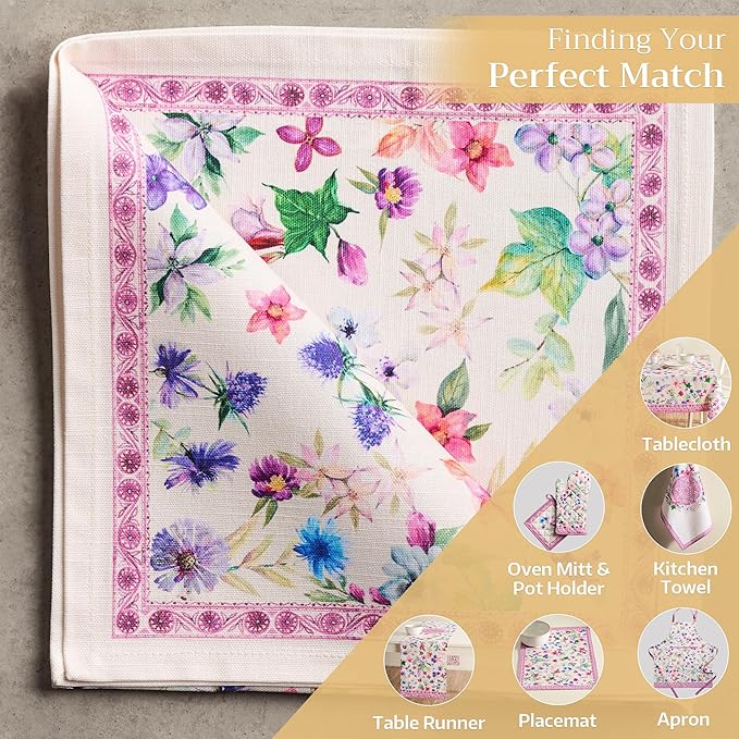 Maison d' Hermine Cloth Napkins Set of 4 100% Cotton Everyday Reusable Square Napkins Cloth Washable, Dinner, Party, Wedding, Restaurant, Spring/Summer (Chardon, 20" x 20")