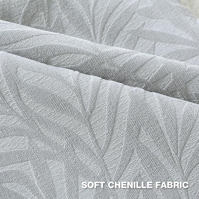 FUTEI Dark Grey Decorative Throw Pillow Covers 12x20 Inch Set of 2,Soft Chenille Phoenix Tail Leaf Textured Pillow Case,Modern Home Decor for Couch Bed Living Room