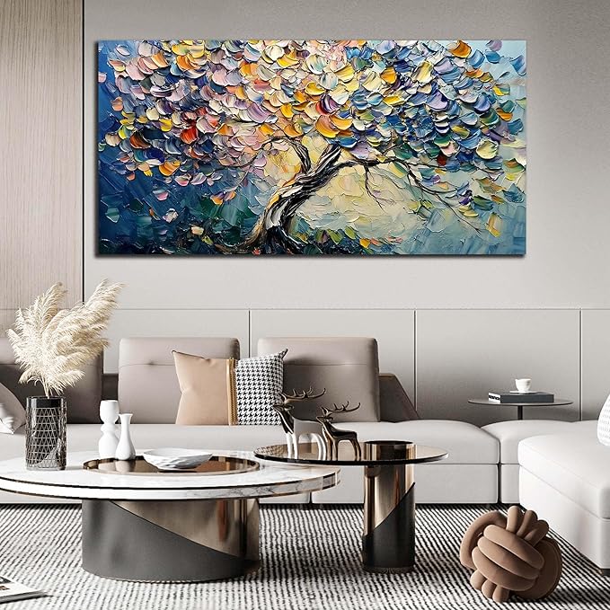 AOZEMI Tree Wall Decor for Living Room Colorful Wall Art Picture Large Artwork Abstract Canvas Art for Office Bedroom 29"x59"