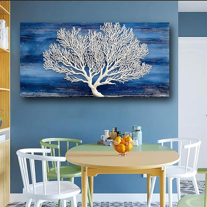 Abstract Wall Art Canvas Print White Tree Trunk Painting Bathroom Decor Paintings Modern Style Living Room Bedroom Office Home Kitchen Decor Nature Landscape Artwork Wooden Frame 20x40 Inches