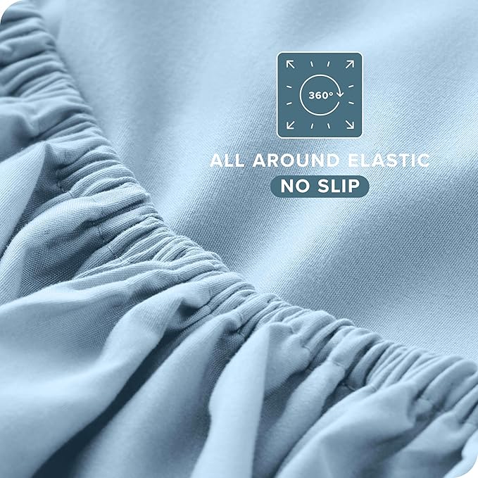 Bare Home Split King Sheet Set - 1800 Ultra-Soft Microfiber Bed Sheets - Double Brushed - Deep Pockets - Easy Fit - 5 Piece Set - Bed Sheets & Pillowcases (Split King, Light Blue)