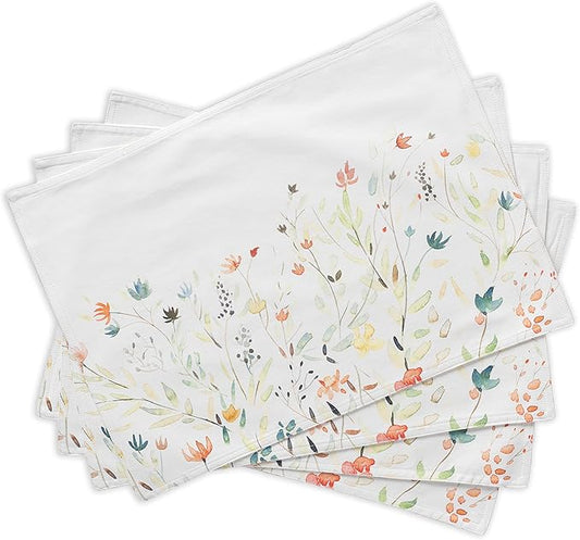 Maison d' Hermine Placemats Set of 4 100% Cotton Washable Cloth Place Mats, Reusable Table Mats for Kitchen Dining Decoration, Party, Wedding, Restaurant Spring/Summer (Colmar, 13" x 19")