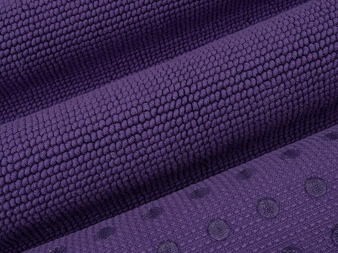 Cotton Paradise 100% Cotton Non Slip Bath Mats for Bathroom, 17x24 inch Soft Absorbent Quick Dry Machine Washable Floor Bath Mat, Purple