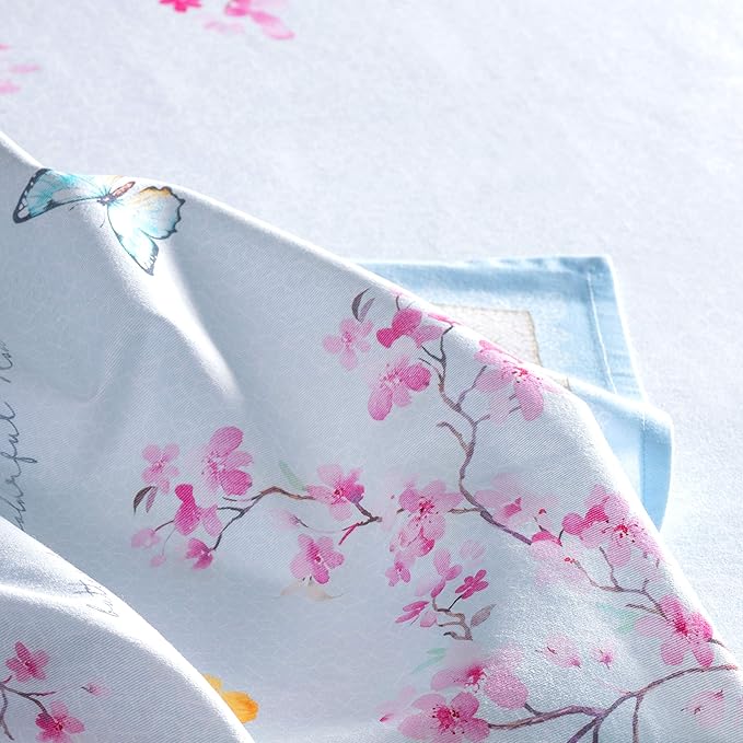 Maison d' Hermine Cloth Napkins Set of 4 100% Cotton Everyday Reusable Square Napkins Cloth Washable, Dinner, Party, Wedding, Restaurant, Spring/Summer (Blossoms in Spring, 20" x 20")