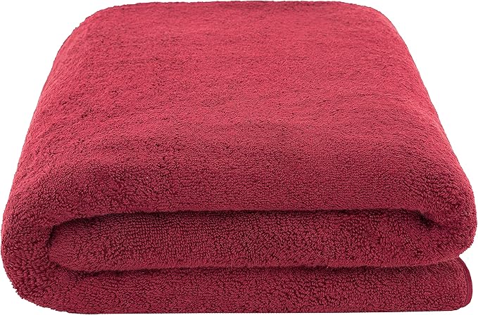 American Soft Linen Oversized Bath Sheet 40x80 Extra Large for Bathroom, 600 GSM 100% Cotton Turkish Jumbo Bathsheet Towels for Adults Bordeaux Red Bath Sheet