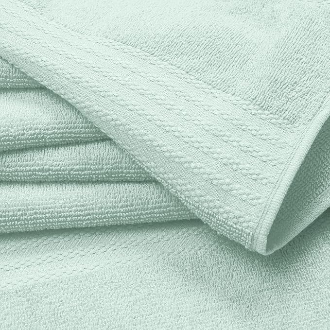 GLAMBURG Ultra Soft 8-Piece Towel Set - 100% Pure Ringspun Cotton, Contains 2 Oversized Bath Towels 27x54, 2 Hand Towels 16x28, 4 Wash Cloths 13x13 - Ideal for Everyday use, Hotel & Spa - Sea Green