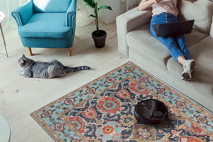 Keen Home Design 2x7 Rug - Machine Washable Runner Rug with Non-Slip Backing, Ideal for Hallway, Entryway, Kitchen, Laundry Room - Vintage, Easy Clean, Durable, Low Pile Rug - (2'6" x 7')