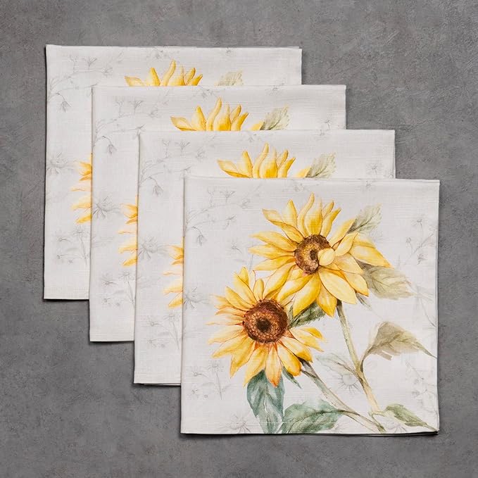 Maison d' Hermine Cloth Napkins Set of 4 100% Cotton Everyday Reusable Square Napkins Cloth Washable, Dinner, Party, Wedding, Restaurant, Spring/Summer (Candice, 20" x 20")