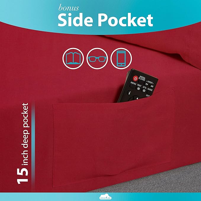 DREAMCARE California King Sheet Sets – 6 pcs Cooling Bed Sheets – up to 15” Deep Cal King Sheets – 2500 Supreme Collection – Extra Soft 100% Brushed Microfiber Hotel Luxury with Side Pocket – Burgundy
