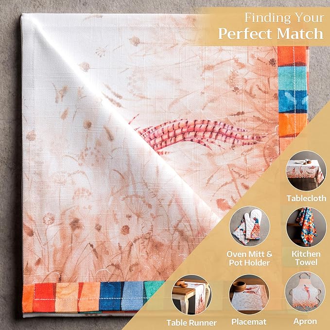 Maison d' Hermine Cloth Napkins Set of 4 100% Cotton Everyday Reusable Square Napkins Cloth Washable, Dinner, Party, Wedding, Restaurant (Faisan D'Automne, 20" x 20")