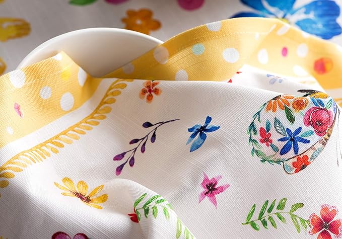 Maison d' Hermine Cloth Napkins Set of 4 100% Cotton Everyday Reusable Square Napkins Cloth Washable, Dinner, Party, Wedding, Restaurant, Spring/Summer (Happy Florals - Sweety, 20" x 20")