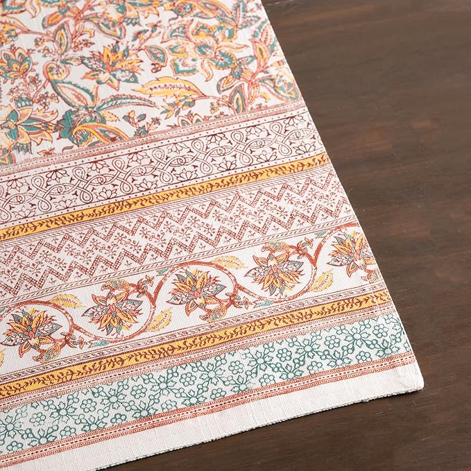 Maison d' Hermine Placemats Set of 4 100% Cotton Washable Cloth Place Mats, Reusable Table Mats for Kitchen Dining Decoration, Party, Wedding, Restaurant (Nila, 13" x 19")