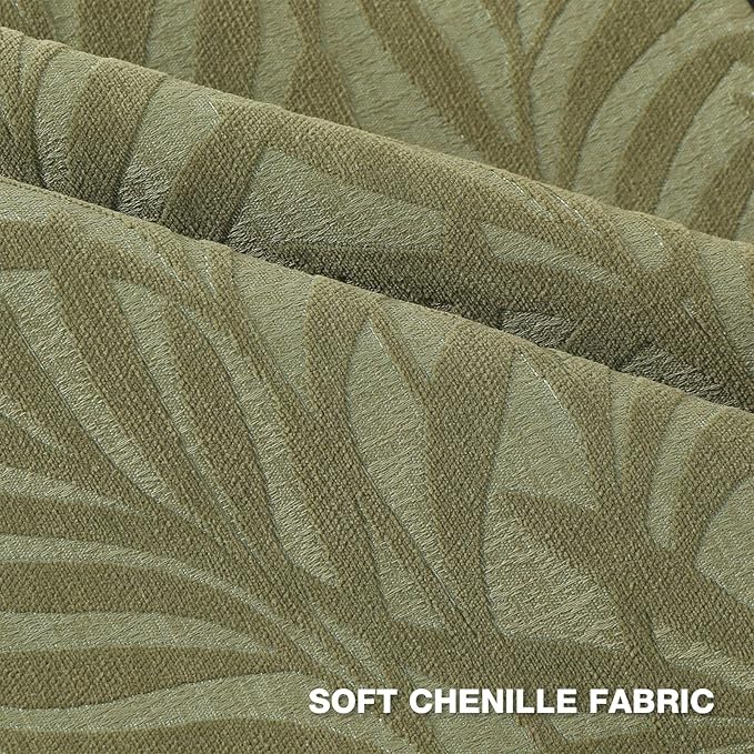 FUTEI Olive Green Decorative Throw Pillow Covers 26x26 Inch Set of 2,Soft Chenille Phoenix Tail Leaf Textured Euro Pillow Shams,Modern Home Decor for Couch Bed Living Room