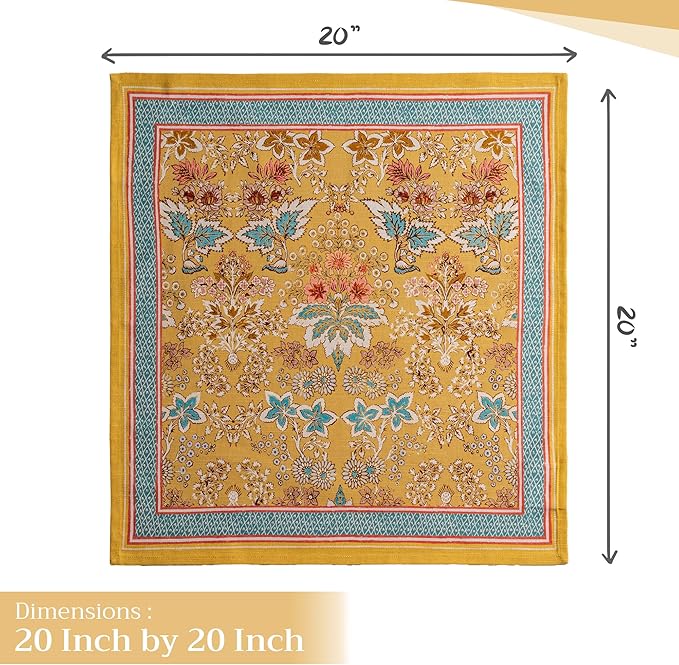 Maison d' Hermine Cloth Napkins Set of 4 100% Cotton Everyday Reusable Square Napkins Cloth Washable, Dinner, Party, Wedding, Restaurant, Spring/Summer (Marquise, 20" x 20")