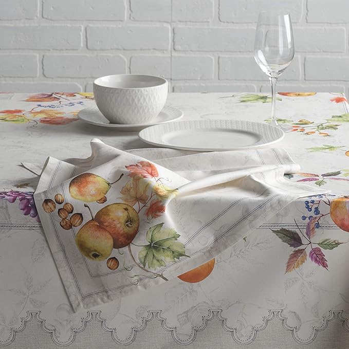 Maison d' Hermine Cloth Napkins Set of 4 100% Cotton Everyday Reusable Square Napkins Cloth Washable, Dinner, Party, Wedding, Restaurant (Fruit D'Hiver, 20" x 20")