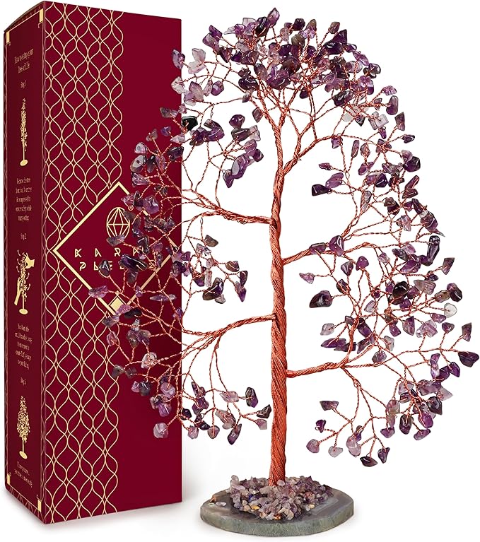 Crystal Trees for Home and Office Decoration, Amethyst Chakra Healing Crystals Feng Shui Handmade Trees for Positive Energy, Money, Good Luck, Christmas Decor, Birthday Gifts for Women, Mom