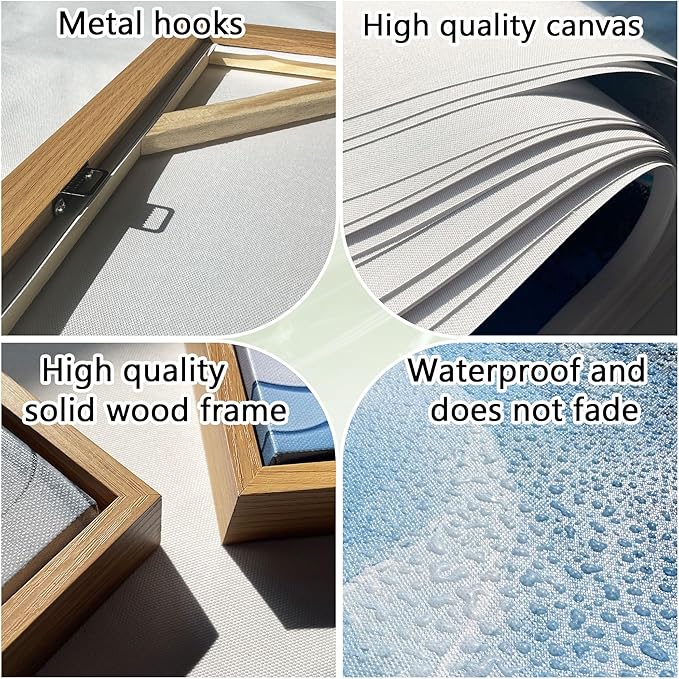 Blue Coastal Wall Art Ocean Canvas Flowers Painting Landscape Sailboat Picture White Yellow Artwork Modern Seascape Large Framed for Living Room Bedroom Home Office Decor Size 24x48 Inches