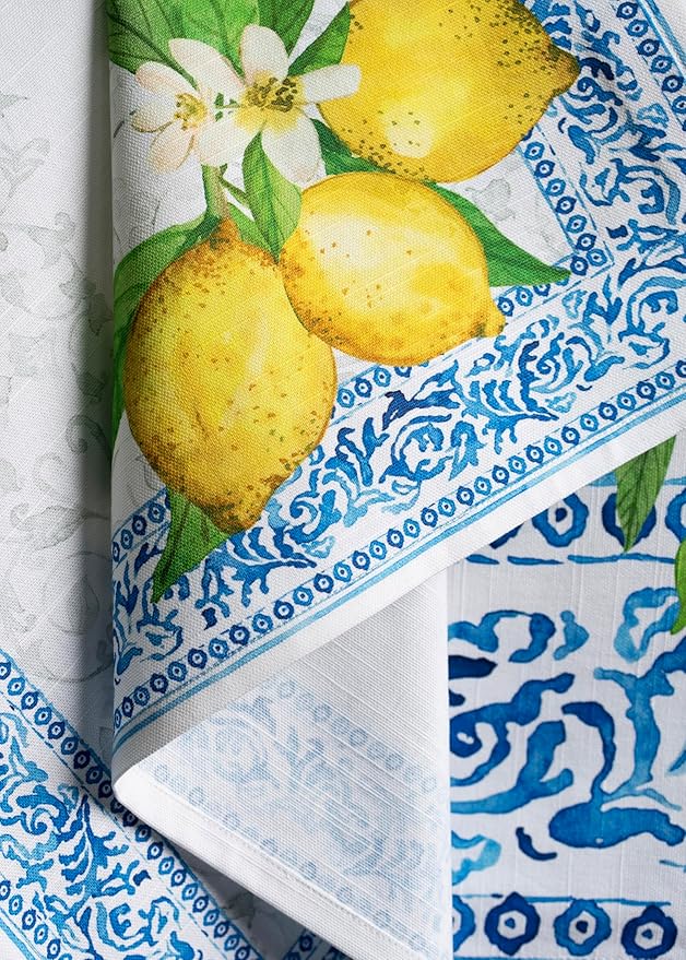 Maison d' Hermine Cloth Napkins Set of 4 100% Cotton Everyday Reusable Square Napkins Cloth Washable, Dinner, Party, Wedding, Restaurant, Spring/Summer (Cedrat, 20" x 20")