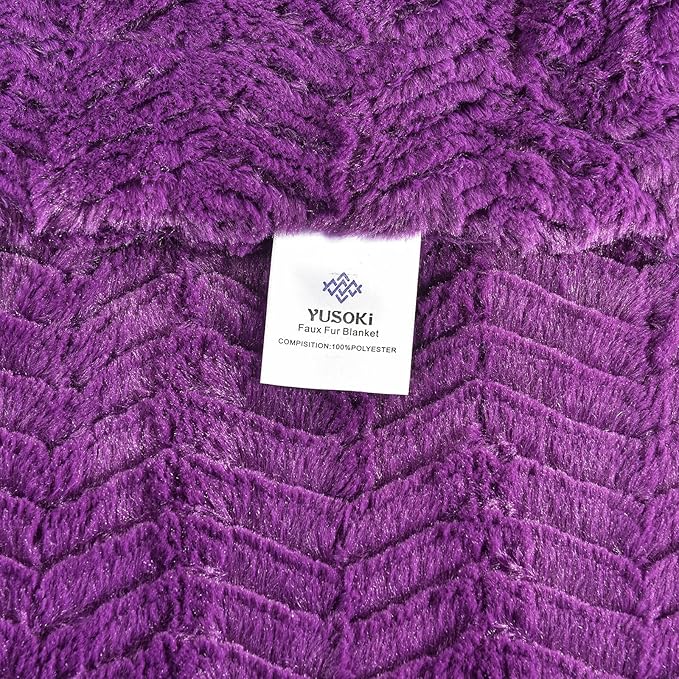 YUSOKI Luxury Faux Fur Twin XL Blanket for Twin XL Bed 2 Layers,5.2lb,All Ages,Home Decoration Without Pillows(Purple,63"x90")