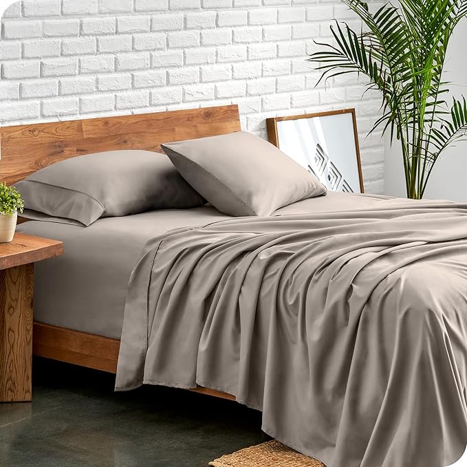 Bare Home King Sheet Set - Luxury 1800 Ultra-Soft Microfiber Queen Bed Sheets - Double Brushed - Deep Pockets - Easy Fit - 4 Piece Set - Bedding Sheets & Pillowcases (King, Khaki)