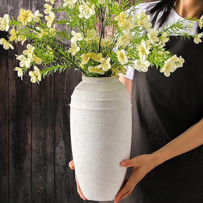 Rustic Farmhouse Flower Vase - 12.87 inch Tall Ceramic Vintage Vase for Home Decor, Living Room Shelf Decor, Enterway Table Decoration