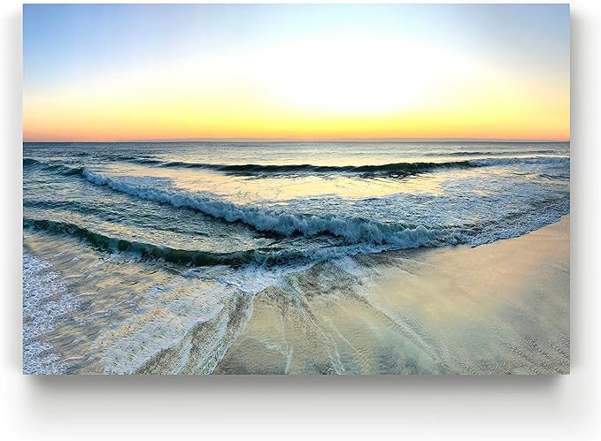 Renditions Gallery Canvas Beach Decor Paintings & Prints Ocean Sunrise View above Sea Waves Nature Hanging Artwork for Bedroom Office Kitchen Decor - 24"X36" LT08