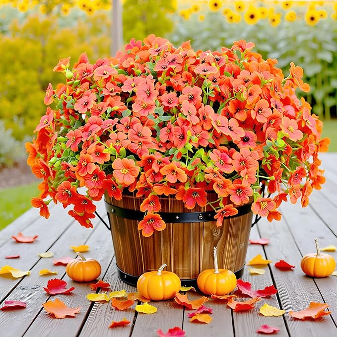 LADADA 6 Bundles Autumn Artificial Flowers for Outdoor Indoor Garden Home Decoration, Indoor Outdoor for Thanksgiving Christmas Wedding Party Home Garden Fireplace Décor