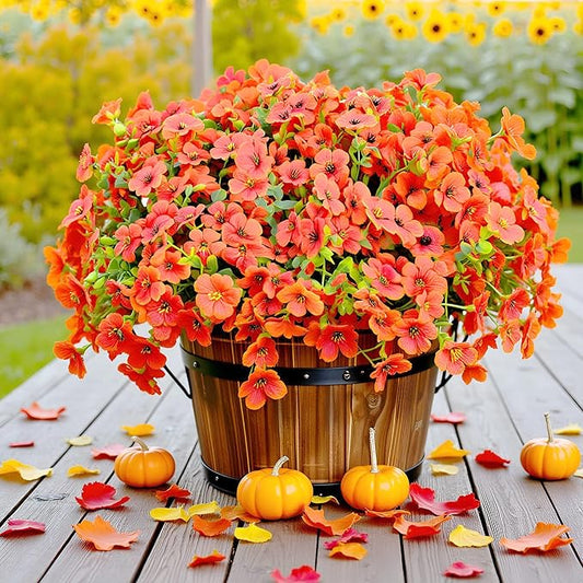 LADADA 6 Bundles Autumn Artificial Flowers for Outdoor Indoor Garden Home Decoration, Indoor Outdoor for Thanksgiving Christmas Wedding Party Home Garden Fireplace Décor
