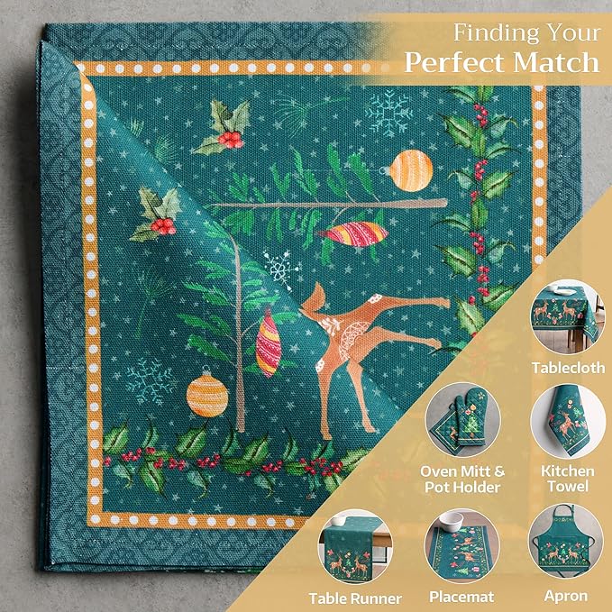 Maison d' Hermine Cloth Napkins Set of 4 100% Cotton Everyday Reusable Square Napkins Cloth Washable, Dinner, Party, Wedding, Restaurant (Hygge Christmas, 20" x 20")