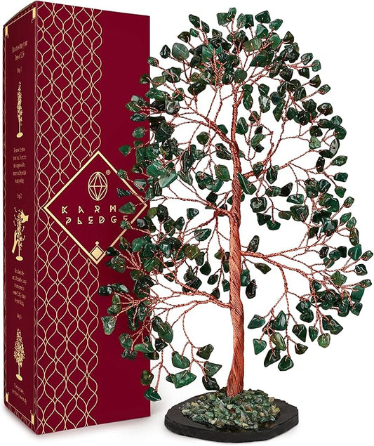 Crystal Trees for Home and Office Decoration, Green Aventurine Chakra Healing Crystals Feng Shui Handmade Trees for Positive Energy, Money, Good Luck, Christmas Decor, Birthday Gifts for Women, Mom