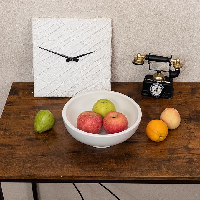 Luxurious Large Ceramic Fruit Bowl - Decorative & Entryway Bowl for Keys - Footed, Modern, White 10.4 Inch