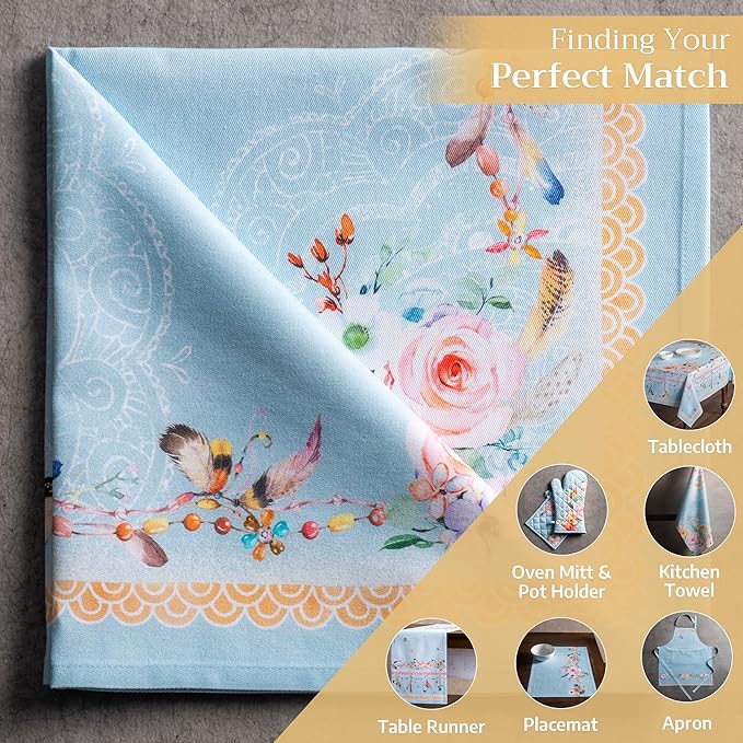 Maison d' Hermine Cloth Napkins Set of 4 100% Cotton Everyday Reusable Square Napkins Cloth Washable, Dinner, Party, Wedding, Restaurant, Spring/Summer (Ibiza, 20" x 20")