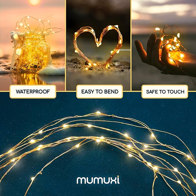 MUMUXI Battery Operated LED Fairy Lights, 16 Pack, 10ft Warm White, Waterproof, Energy Efficient, Indoor Outdoor Usage