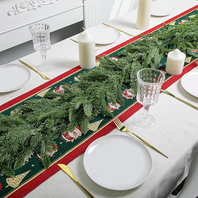 Watayo 2 Pcs Realistic Touch Norfolk Pine Garland- 4.9 Ft Artificial Realistic Christmas Garland for Mantle- Faux Norfolk Pine Cedar Garland for Christmas Fireplace Window Home Indoor Outdoor Decor